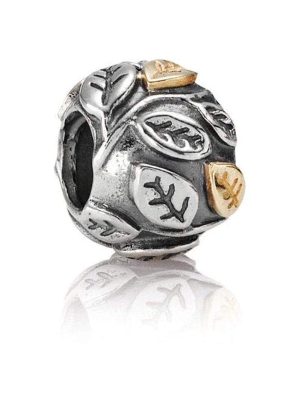 Pandora Retired Sterling Silver Tree of Life Bead with 14K Gold Leaves - 790429